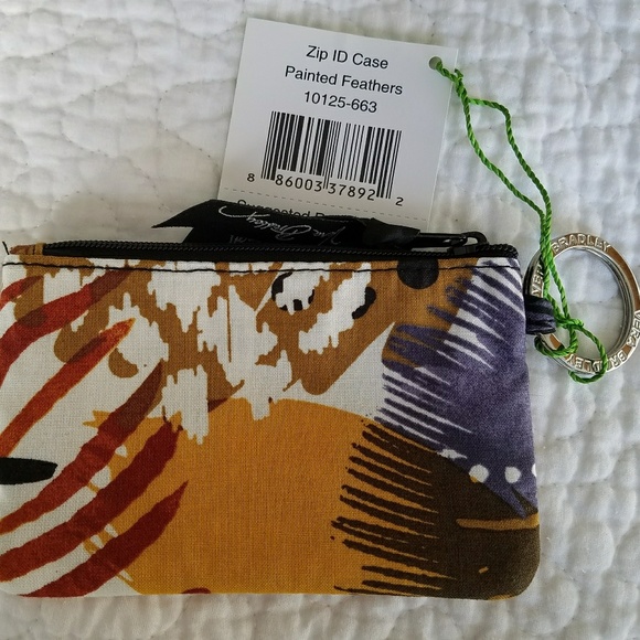 **SOLD** Zip ID Case Painted Feathers Vera - Picture 2 of 4